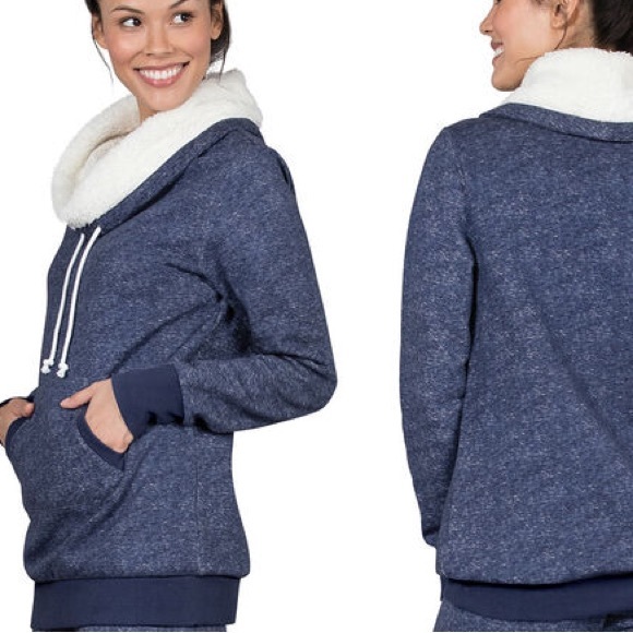 NEW Solstice Shearling Rollneck Lounge Sweatshirt Blue/purple mottled Sz M 8-10 - Picture 4 of 9